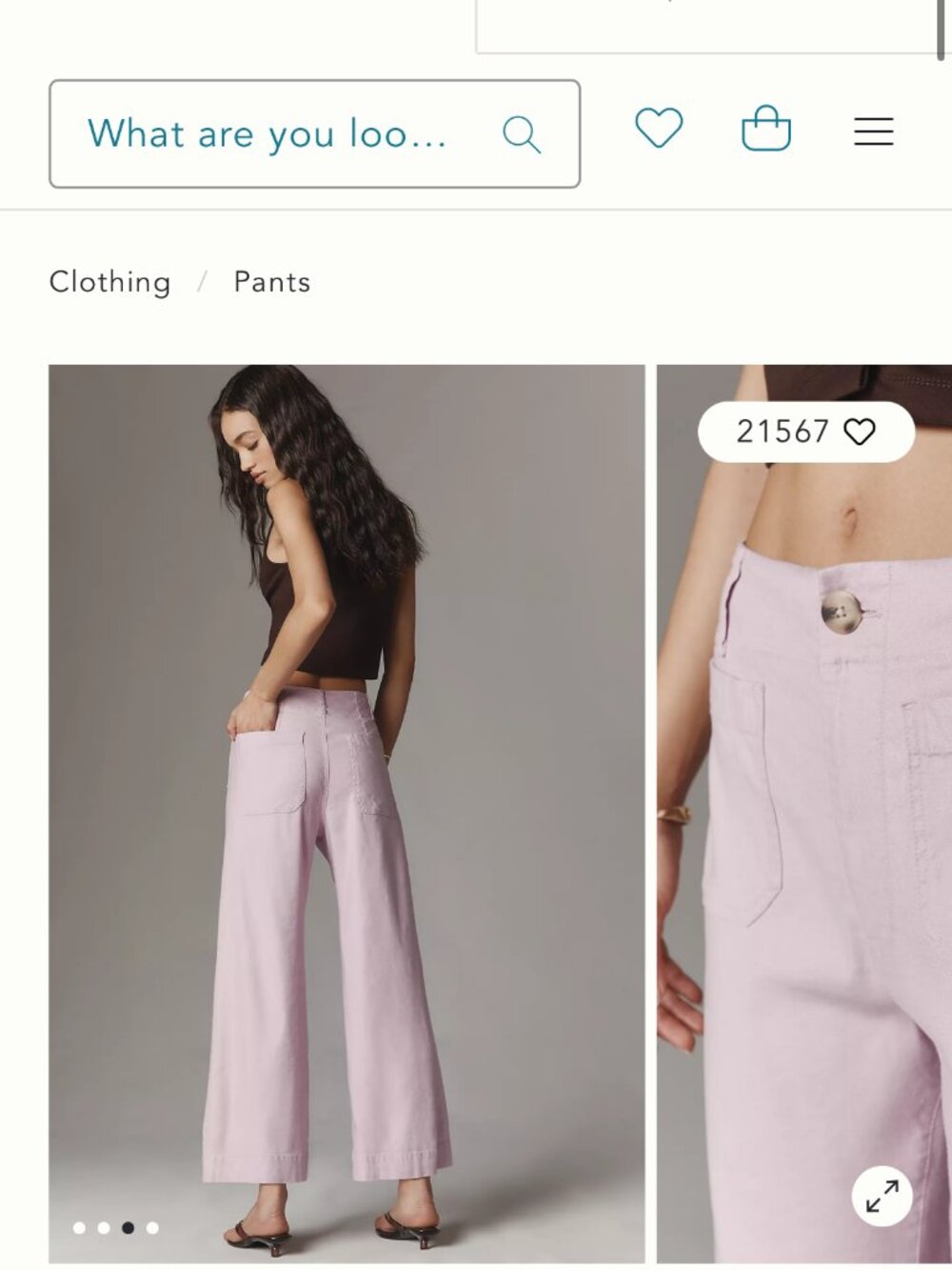 High-Rise Wide-Leg Pants in Light Lilac